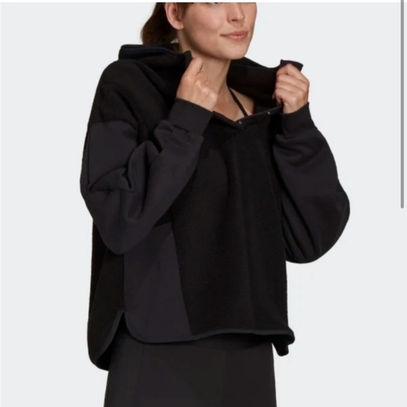 🛍️NEW Adidas Essentials Golden Logo Fleece Hoodie Women Green small nwt - Picture 4 of 6